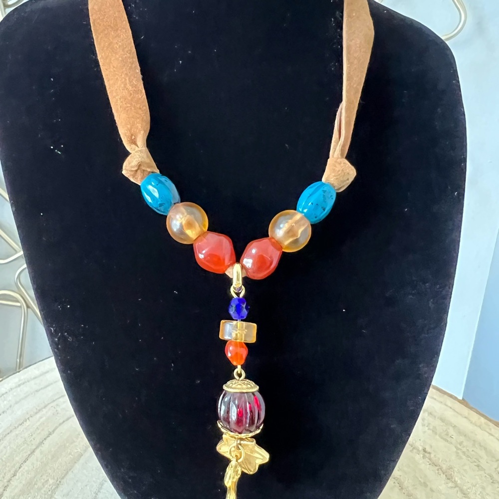 Liz Claiborne Turquoise and Coral Beaded Necklace